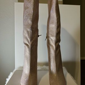 Nine West Women’s Tysh Rhinestone Pointed Toe Knee-High Boots. 10M